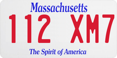 MA license plate 112XM7