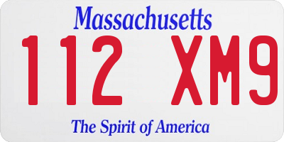 MA license plate 112XM9