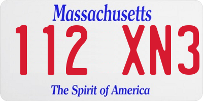 MA license plate 112XN3