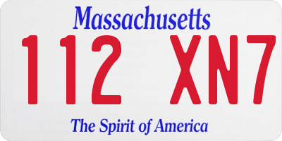 MA license plate 112XN7