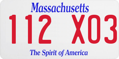 MA license plate 112XO3