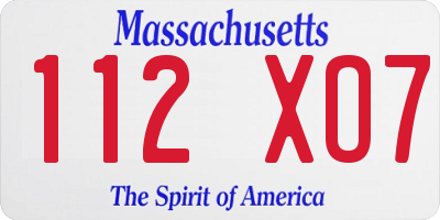 MA license plate 112XO7