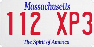 MA license plate 112XP3