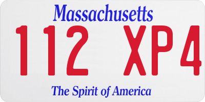 MA license plate 112XP4
