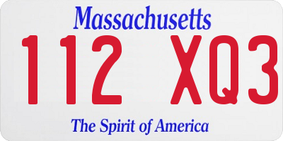 MA license plate 112XQ3