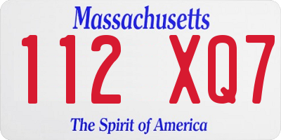 MA license plate 112XQ7