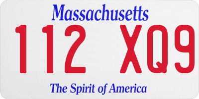 MA license plate 112XQ9