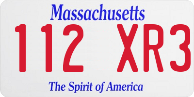 MA license plate 112XR3