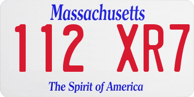 MA license plate 112XR7