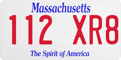 MA license plate 112XR8