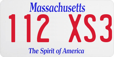 MA license plate 112XS3
