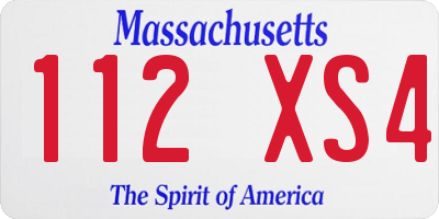 MA license plate 112XS4