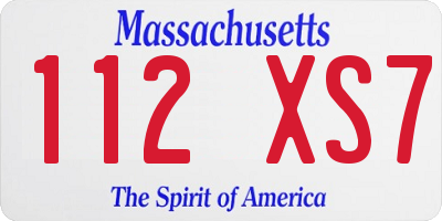 MA license plate 112XS7