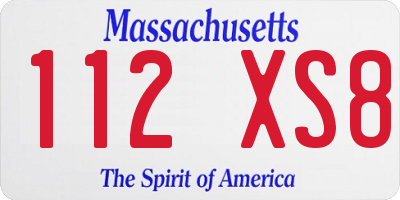MA license plate 112XS8