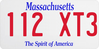 MA license plate 112XT3