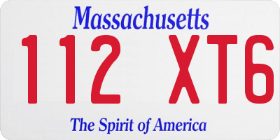 MA license plate 112XT6