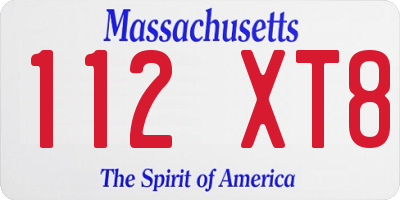 MA license plate 112XT8
