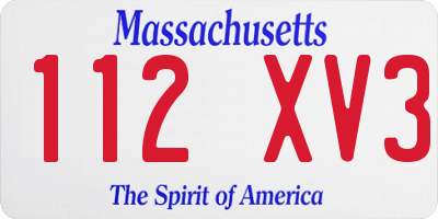 MA license plate 112XV3
