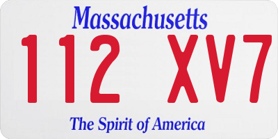 MA license plate 112XV7