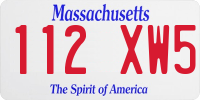 MA license plate 112XW5