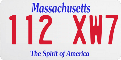 MA license plate 112XW7