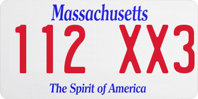 MA license plate 112XX3