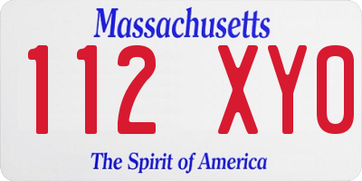 MA license plate 112XY0