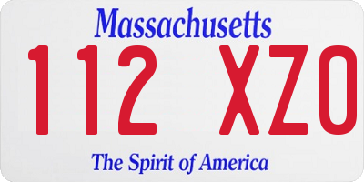 MA license plate 112XZ0