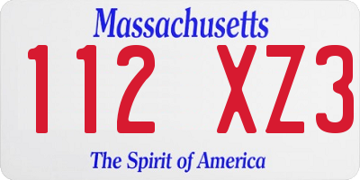 MA license plate 112XZ3