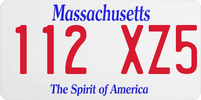 MA license plate 112XZ5