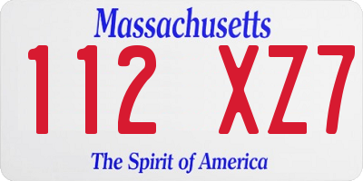 MA license plate 112XZ7