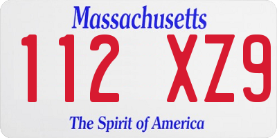 MA license plate 112XZ9