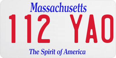 MA license plate 112YA0