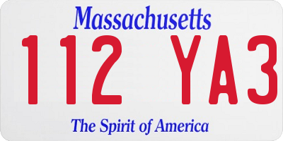 MA license plate 112YA3