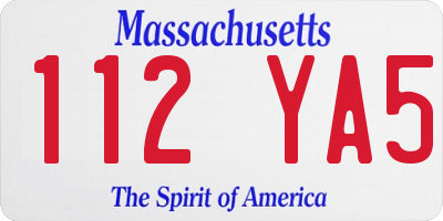 MA license plate 112YA5
