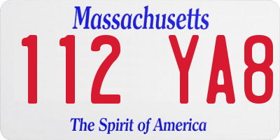MA license plate 112YA8
