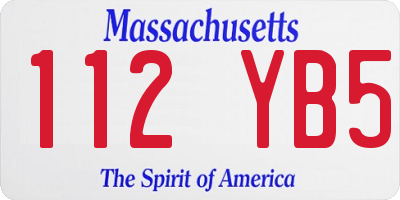 MA license plate 112YB5