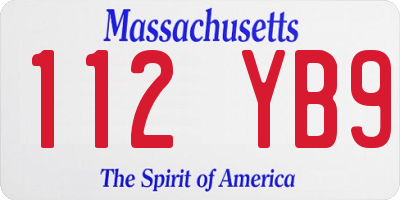 MA license plate 112YB9