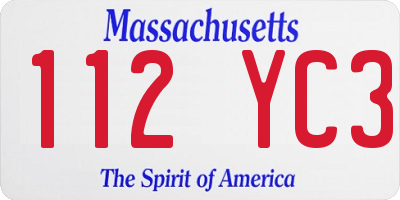 MA license plate 112YC3