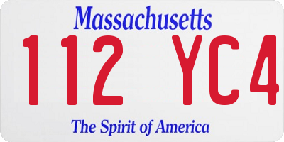 MA license plate 112YC4