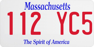 MA license plate 112YC5