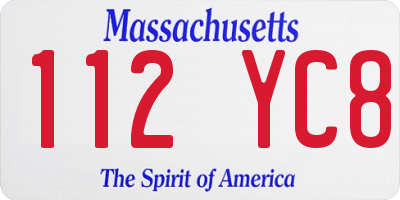 MA license plate 112YC8