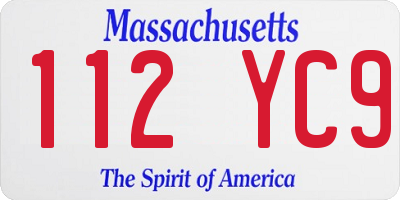 MA license plate 112YC9