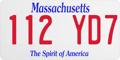 MA license plate 112YD7