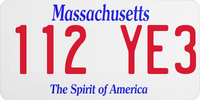 MA license plate 112YE3