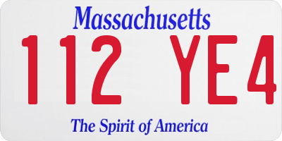 MA license plate 112YE4