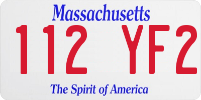 MA license plate 112YF2