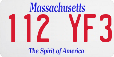 MA license plate 112YF3
