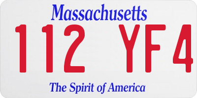 MA license plate 112YF4