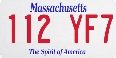 MA license plate 112YF7